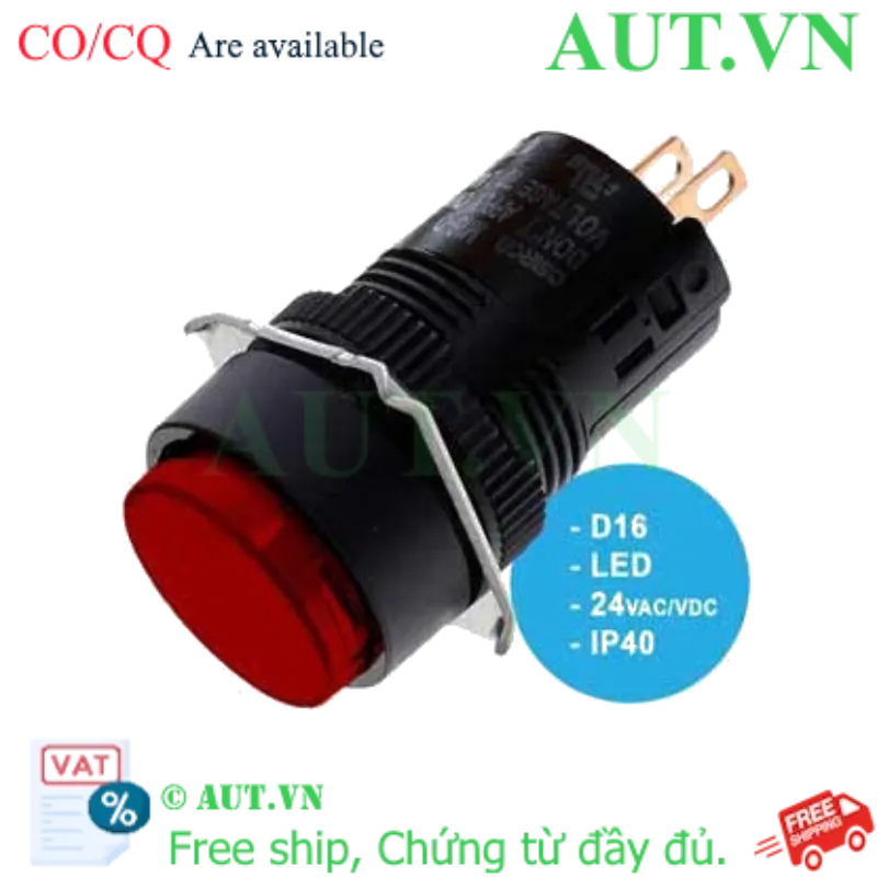 Ảnh của Công tắc nút nhấn đèn Omron M16-TR-24D | 24V AC/DC | Màu Đỏ | D16mm