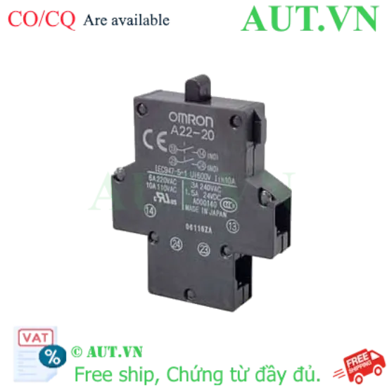 Ảnh của Khối Tiếp Điểm Omron A22-20 (2NO) Chính Hãng: Độ Bền Cao, Lắp Đặt Nhanh, Chuẩn Quốc Tế | AUT VN