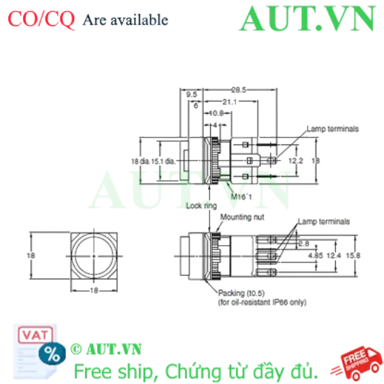 Ảnh của Công tắc nút nhấn Omron A16-TWA-2