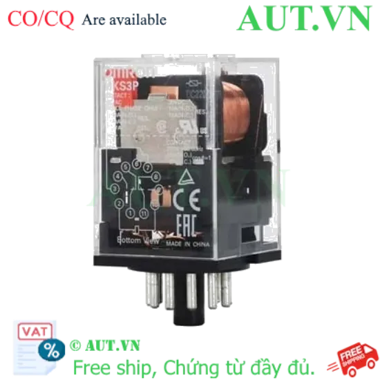 Ảnh của Rơ le trung gian Omron MKS3P DC220V: 3PDT, 10A, 11 Chân Siêu Bền - AUT VN