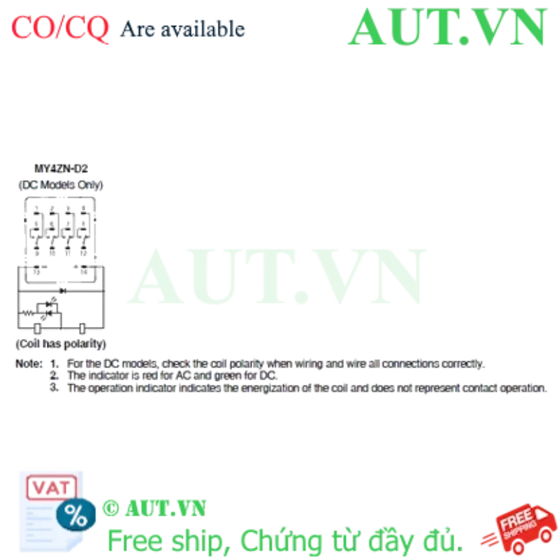 Ảnh của Rơ le trung gian Omron MY4ZN-D2 DC24 - 4PDT, 24VDC, Tích hợp LED & Diode