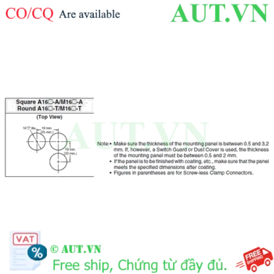 Ảnh của Công tắc nút nhấn Omron A16L-TRA-12D-1