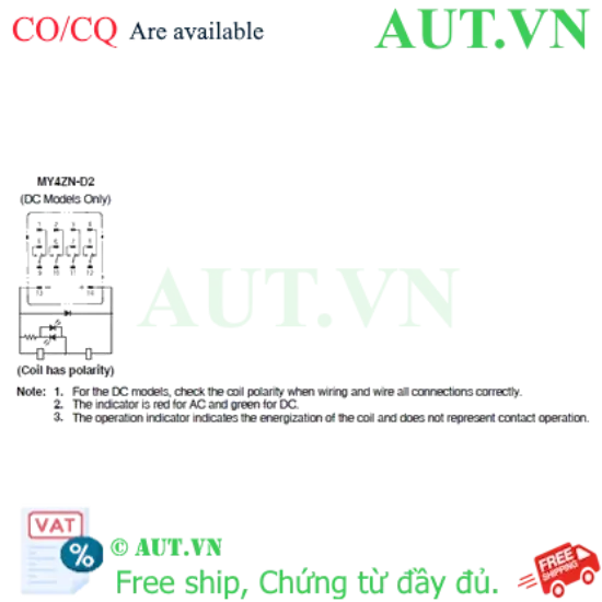Ảnh của Rơ le trung gian Omron MY4ZN-D2 DC100/110