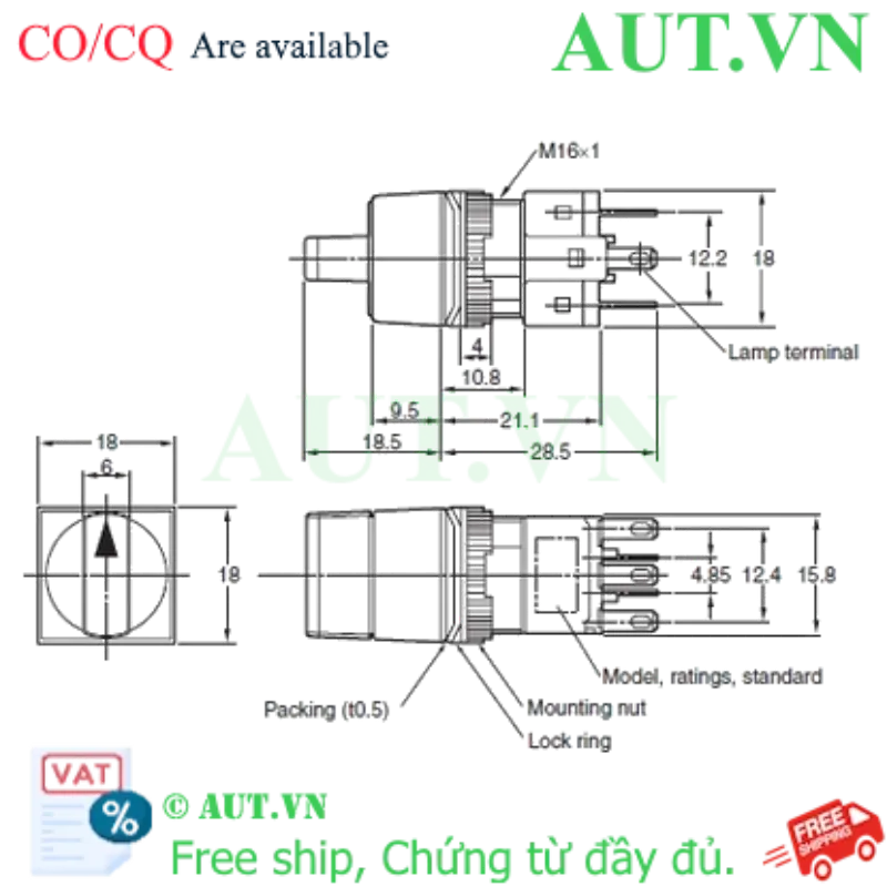 Ảnh của Công tắc nút nhấn Omron A165S-A2M-2