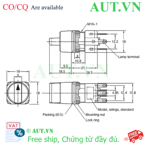 Ảnh của Công tắc nút nhấn Omron A165S-T2A-2
