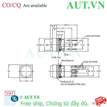 Ảnh của Công tắc nút nhấn Omron A165-TGA-2