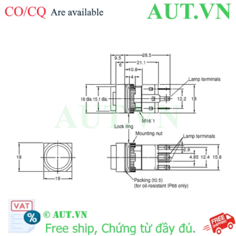 Ảnh của Công tắc nút nhấn Omron A165-TYA-2