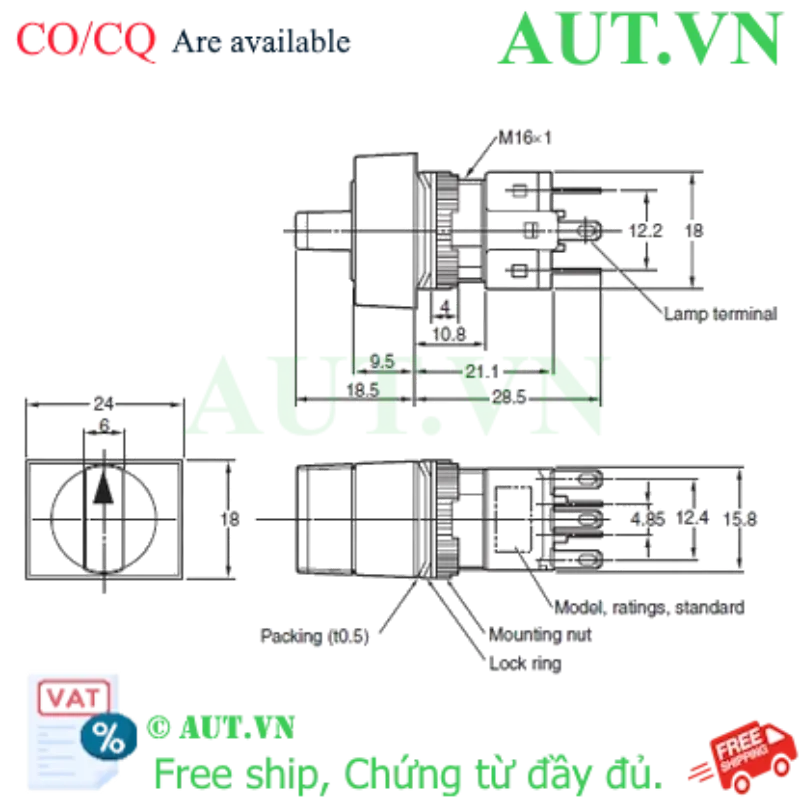 Ảnh của Công tắc nút nhấn Omron A165S-J3M-2