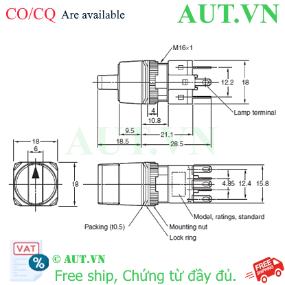 Ảnh của Công tắc nút nhấn Omron A165S-T3M-2