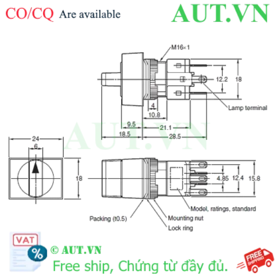 Ảnh của Công tắc nút nhấn Omron A165S-J2A-2