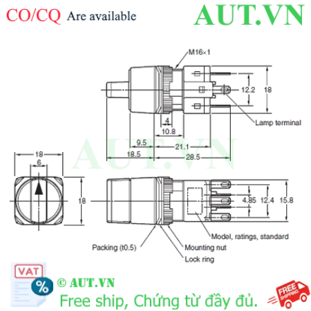 Ảnh của Công tắc nút nhấn Omron A165S-T2M-2