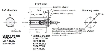 Ảnh của | Cảm biến quang điện Omron E3FA-BN11 2M