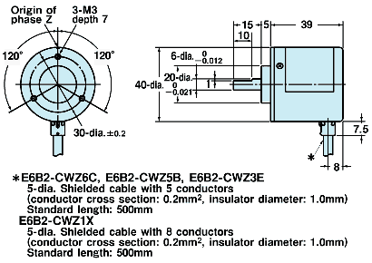 Ảnh của Cảm biến Encoder  Omron E6B2-CWZ6C 1000P/R 2M