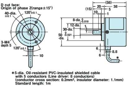 Ảnh của Cảm biến Encoder  Omron E6C3-CWZ3EH 1000P/R 2M
