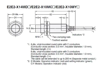 Ảnh của Cảm biến tiệm cận  Omron E2E2-X10MY1 2M