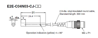 Ảnh của Cảm biến tiệm cận  Omron E2E-C04N03-CJ-C2 0.3M