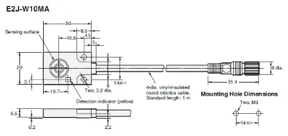 Ảnh của Cảm biến tiệm cận  Omron E2J-W10MA 1M