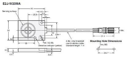 Ảnh của Cảm biến tiệm cận  Omron E2J-W20MA 1M