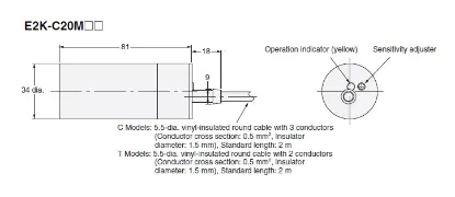 Ảnh của Cảm biến tiệm cận  Omron E2K-C20MT1 2M