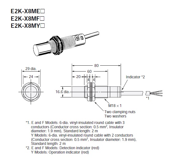 Ảnh của Cảm biến tiệm cận  Omron E2K-X8ME1 2M