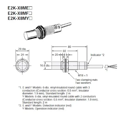 Ảnh của Cảm biến tiệm cận  Omron E2K-X8ME2 2M