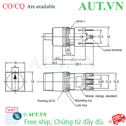 Ảnh của Công tắc nút nhấn Omron A165W-A2MR-24D-2