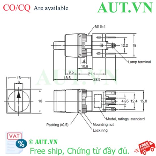 Ảnh của Công tắc nút nhấn Omron A165W-A2MR-24D-2
