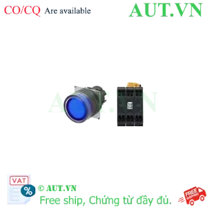 Ảnh của Công tắc nút nhấn có đèn Omron A22NL-BGA-TAA-P202-AC - 2NC, Nhấn Giữ, Xanh Da Trời