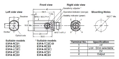 Ảnh của Cảm biến quang điện  Omron E3FA-DP23