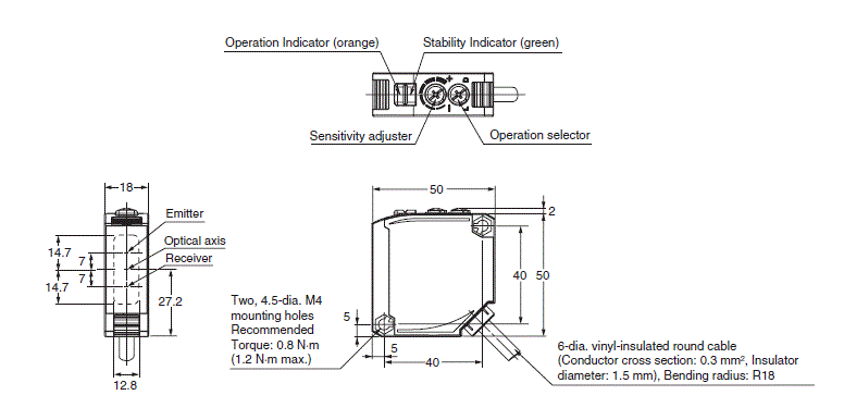 Ảnh của Cảm biến quang điện  Omron E3JK-DN12 2M