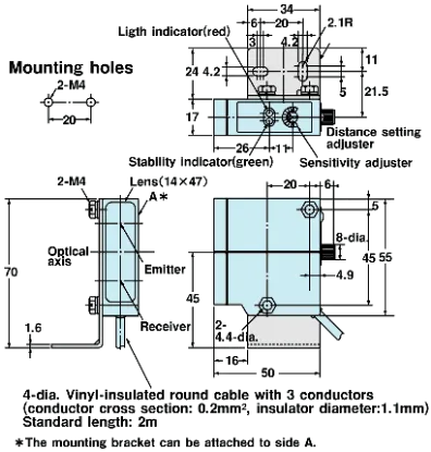 Ảnh của Cảm biến quang điện  Omron E3S-LS10XE4 2M
