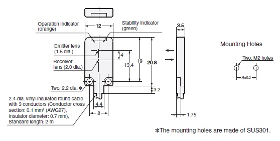 Ảnh của Cảm biến quang điện  Omron E3T-FD14 2M