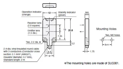 Ảnh của Cảm biến quang điện  Omron E3T-FL12 2M