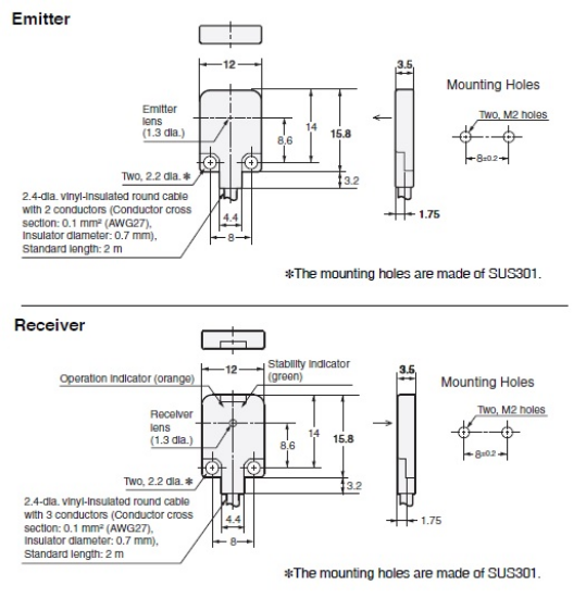 Ảnh của aut.vn Cảm biến quang điện  Omron E3T-FT14F 2M