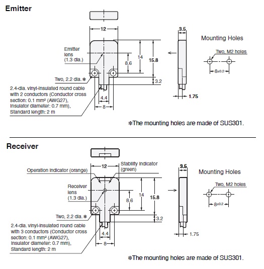 Ảnh của Cảm biến quang điện  Omron E3T-FT23 2M