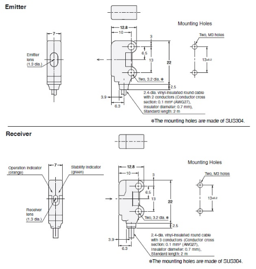 Ảnh của aut.vn Cảm biến quang điện  Omron E3T-ST13MF 2M