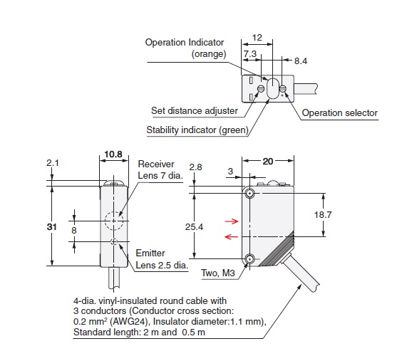 Ảnh của Cảm biến quang điện  Omron E3Z-LL61 2M