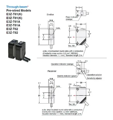 Ảnh của Cảm biến quang điện  Omron E3Z-T81A 2M