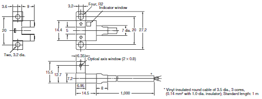 Ảnh của Cảm biến quang điện siêu nhỏ  Omron EE-SPX405-W2A 2M