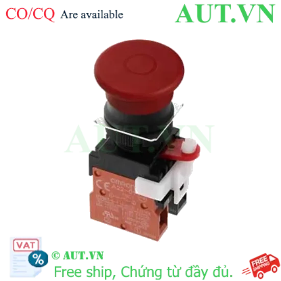 Ảnh của Nút Dừng Khẩn Cấp Omron A22E-MP-01 | Đầu Nấm 40mm, 1NC, Chống Nước IP65 - AUT VN