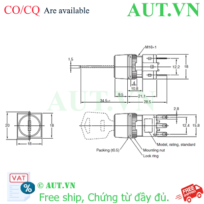 Ảnh của Công tắc nút nhấn Omron A165K-A3ML-2