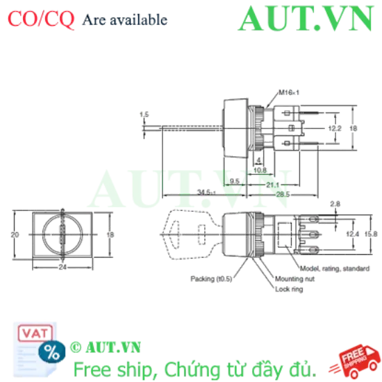 Ảnh của Công tắc nút nhấn Omron A165K-J2M-2