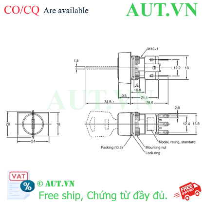 Ảnh của Công tắc nút nhấn Omron A165K-J2ML-2