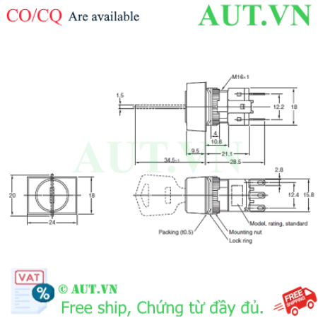 Ảnh của Công tắc nút nhấn Omron A165K-J2ML-2