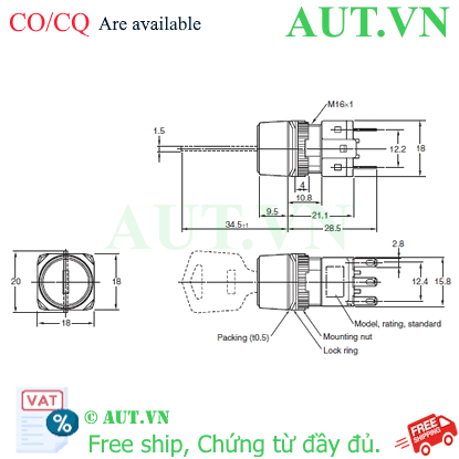 Ảnh của Công tắc nút nhấn Omron A165K-T2ML-2