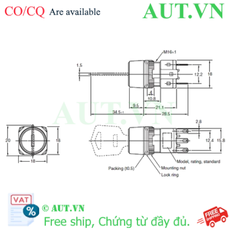 Ảnh của Công tắc nút nhấn Omron A165K-T2ML-2