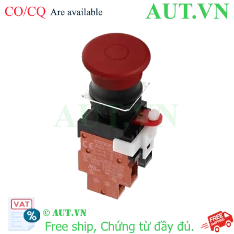 Ảnh của Nút Dừng Khẩn Cấp Omron A22E-MP-02 | Đầu Nấm 40mm, 2NC, IP65 - AUT VN
