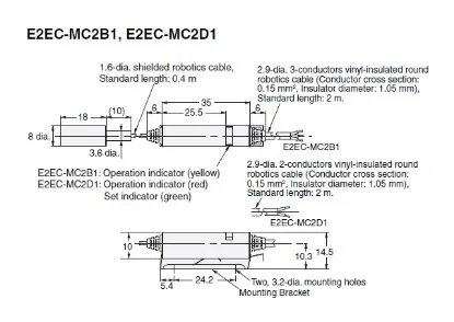 Ảnh của Cảm biến tiệm cận  Omron E2EC-MC2B1 2M