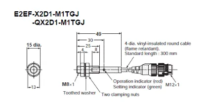 Ảnh của Cảm biến tiệm cận  Omron E2EF-X2D1-M1TGJ 0.3M