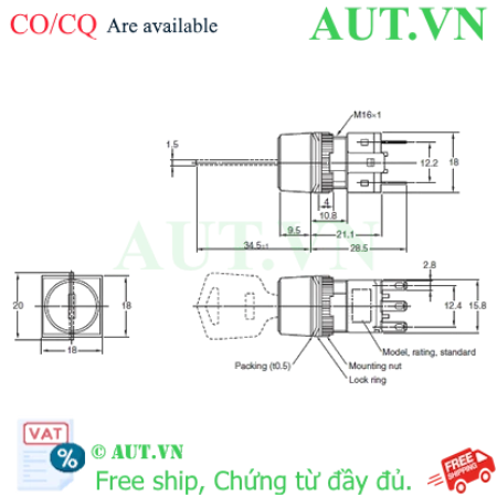Ảnh của Công tắc nút nhấn Omron A165K-A2ML-2